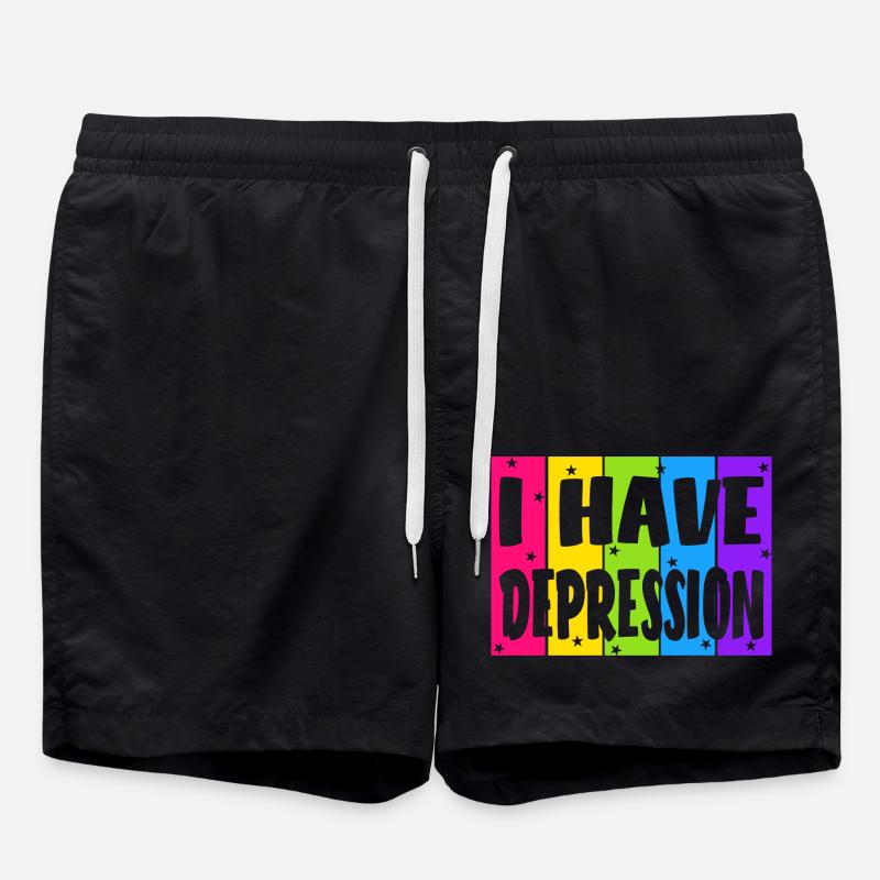 I have depression - Swim Trunks - black