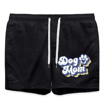 Hund Mama - Retro Hundepfote Lustiger Hund Liebhaber Mama Geschenk - Badeshorts - Schwarz - Vorne - AI Model Male 185 light (185cm)