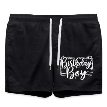 Birthday Boy - Birthday Party Gift For Kids Boys - Swim Trunks - black - Front - AI Model Male 185 light (185cm)