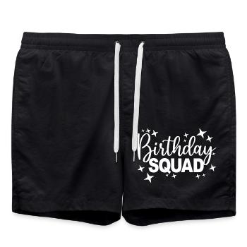 Birthday Squad Matching Group Birthday Party Gift - Swim Trunks - black - Front - AI Model Male 185 light (185cm)