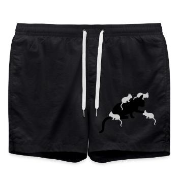 Many Kitten Mama Cat - Swim Trunks - black - Front - AI Model Male 185 light (185cm)
