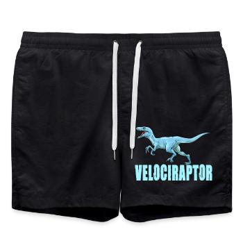 Dinosaurier Velociraptor Raptor Dino - Badeshorts - Schwarz - Vorne - AI Model Male 185 light (185cm)