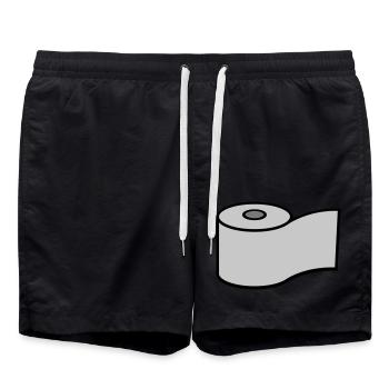 Klopapier Rolle Logo Design - Badeshorts - Schwarz - Vorne - AI Model Male 185 light (185cm)