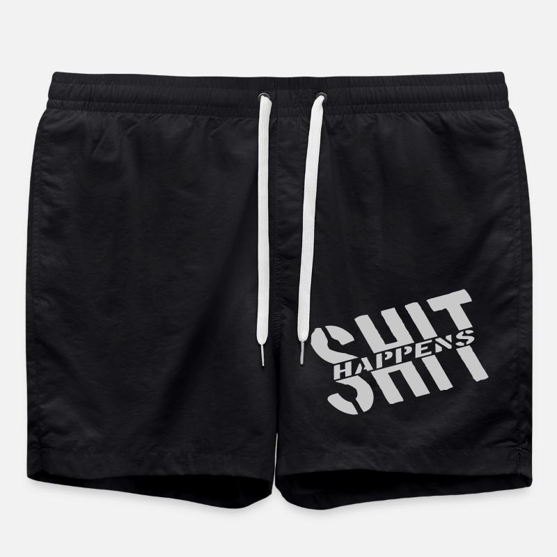 Motto Shit happens joke - Swim Trunks - black