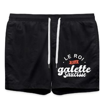 roi de la galette saucisse breton bretagne cuisine - Short de bain - noir - Devant - AI Model Male 185 light (185cm)