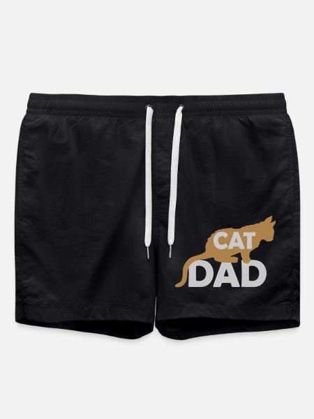Cat Dad Logo Design - Swim Trunks - black