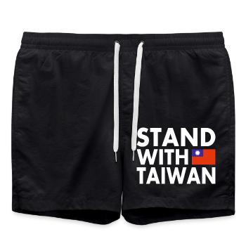 Stand with taiwan - Swim Trunks - black - Front - AI Model Male 185 light (185cm)