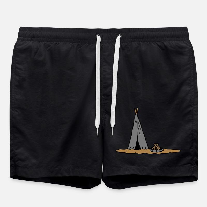 Lagerfeuer primitives Zelt Design - Badeshorts - Schwarz