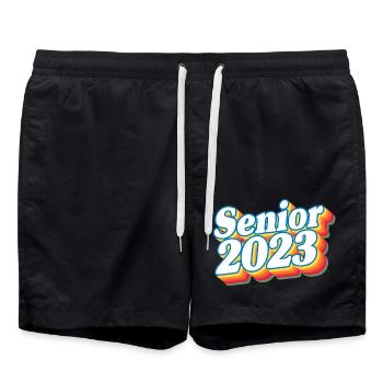 Senior Class Of 2023 Retro Graduation Party Gift - Swim Trunks - black - Front - AI Model Male 185 light (185cm)