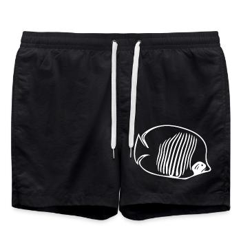Vintage Falterfische - Falterfisch Fan - Badeshorts - Schwarz - Vorne - AI Model Male 185 light (185cm)