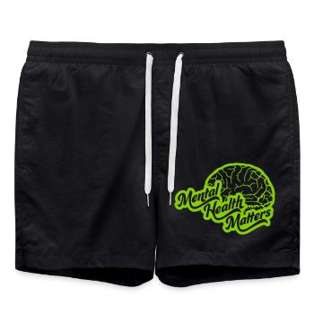 mental health matters quote - Swim Trunks - black - Front - AI Model Male 185 light (185cm)