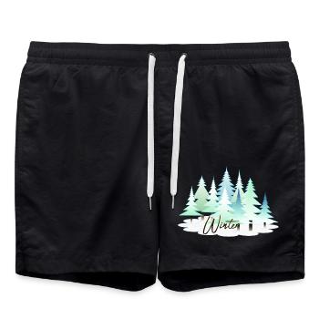 Winter Winterlandschaft Schnee Tannen - Badeshorts - Schwarz - Vorne - AI Model Male 185 light (185cm)