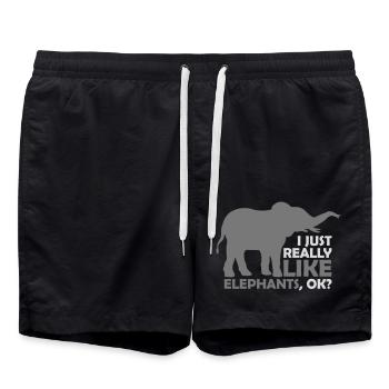 Zitat really like elephants - Badeshorts - Schwarz - Vorne - AI Model Male 185 light (185cm)
