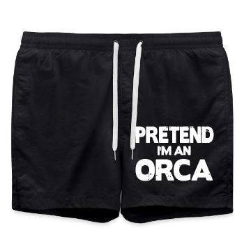 Pretend i'm an Orca - Swim Trunks - black - Front - AI Model Male 185 light (185cm)