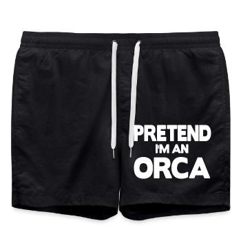 Pretend i'm an Orca - Swim Trunks - black - Front - AI Model Male 185 light (185cm)