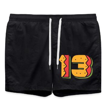 Burger numéro 13 - 13 ans 13e anniversaire cadeau - Short de bain - noir - Devant - AI Model Male 185 light (185cm)