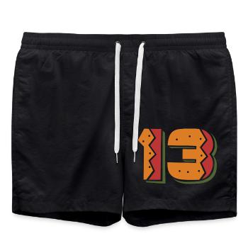 Burger numéro 13 - 13 ans 13e anniversaire cadeau - Short de bain - noir - Devant - AI Model Male 185 light (185cm)