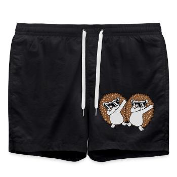 2 dabbing hedgehog friends - Swim Trunks - black - Front - AI Model Male 185 light (185cm)