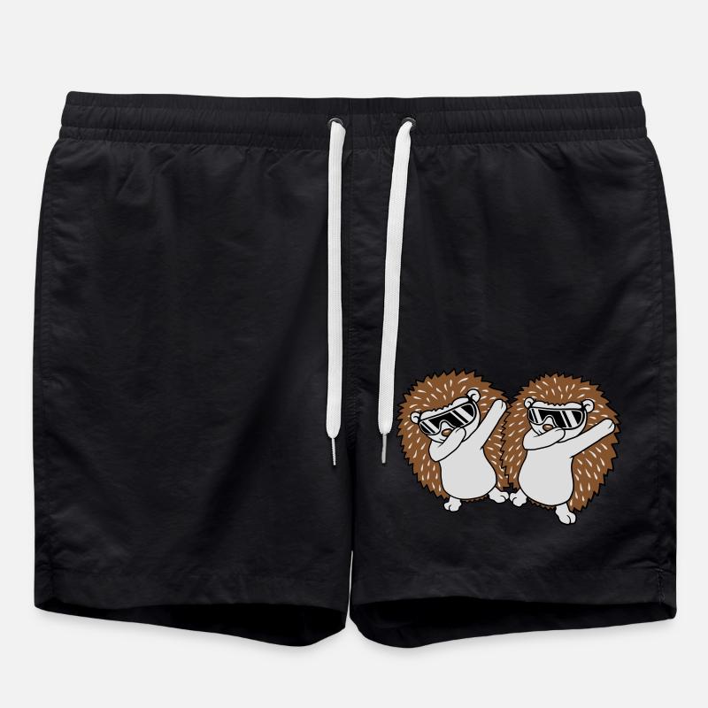 2 dabbing hedgehog friends - Swim Trunks - black