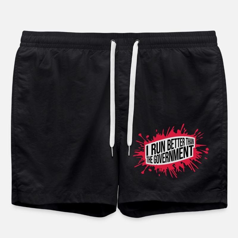 run better than government - Swim Trunks - black