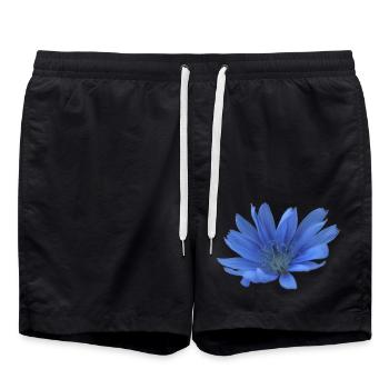 Wegwarte blaue Blume Zichorie lila Blüte - Badeshorts - Schwarz - Vorne - AI Model Male 185 light (185cm)