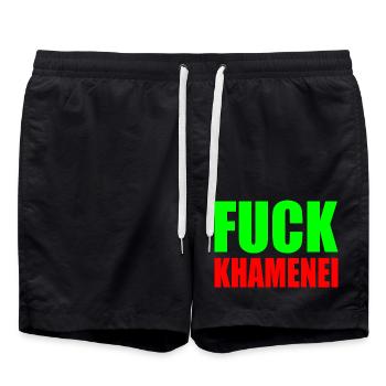 Fuck khamenei Chamenei - iran - Swim Trunks - black - Front - AI Model Male 185 light (185cm)