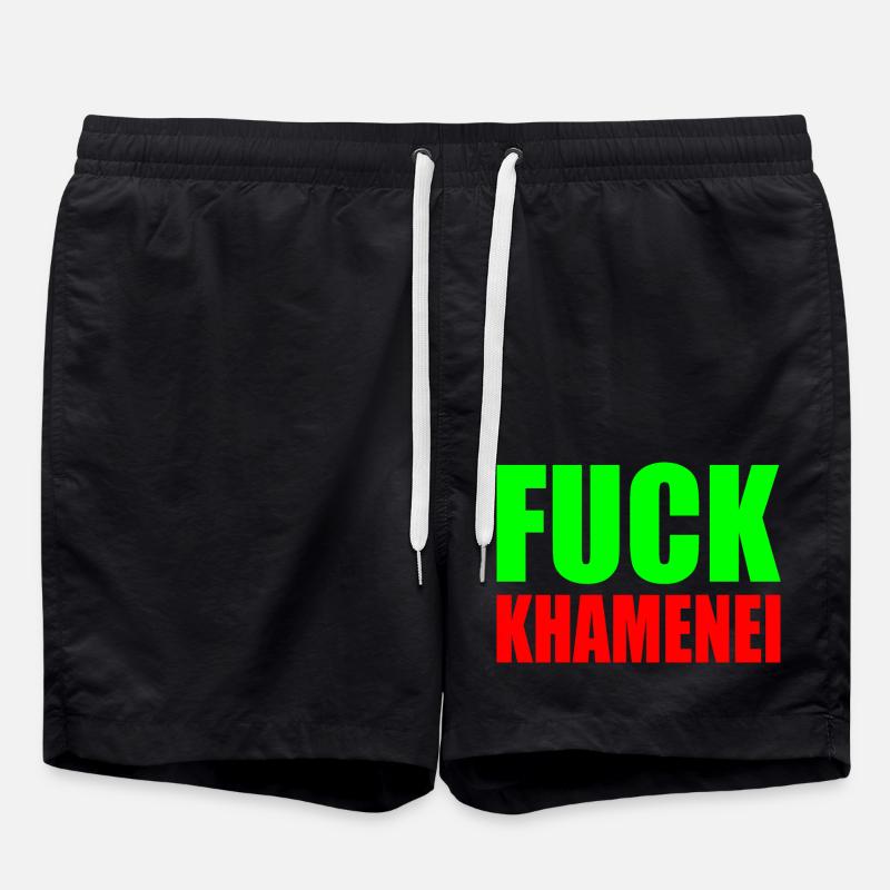 Fuck khamenei Chamenei - iran - Swim Trunks - black