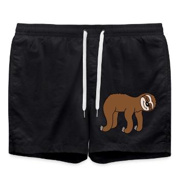 Lying tired sloth sleeps - Swim Trunks - black - Front - AI Model Male 185 light (185cm)