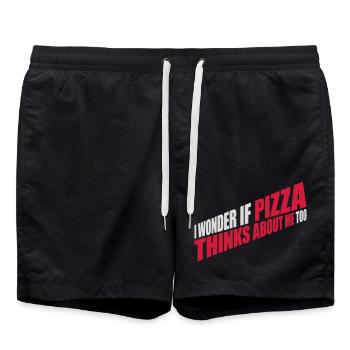 pizza thinks about me - Badeshorts - Schwarz - Vorne - AI Model Male 185 light (185cm)