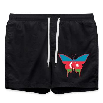 Azerbaijan Flag Butterfly - Swim Trunks - black - Front - AI Model Male 185 light (185cm)