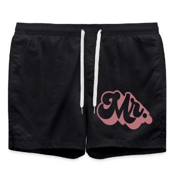 Mr. Matching Paar Verlobung Hochzeit Flitterwochen - Badeshorts - Schwarz - Vorne - AI Model Male 185 light (185cm)