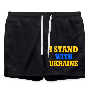 I stand with ukraine - Short de bain - noir - Devant - AI Model Male 185 light (185cm)