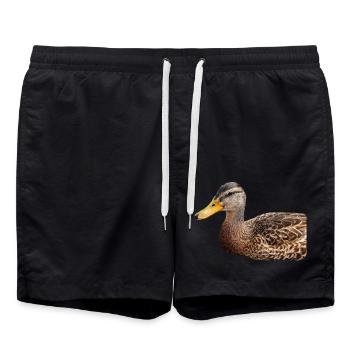 Ente Wildente Entchen Erpel Poster Geschenk - Badeshorts - Schwarz - Vorne - AI Model Male 185 light (185cm)