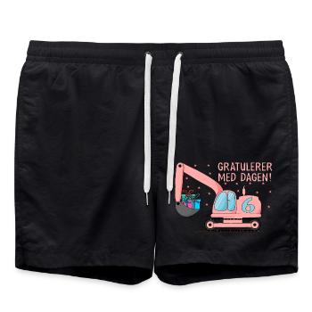 6-årsdag gravemaskin gratulerer med dagen - Badeshorts - Schwarz - Vorne - AI Model Male 185 light (185cm)