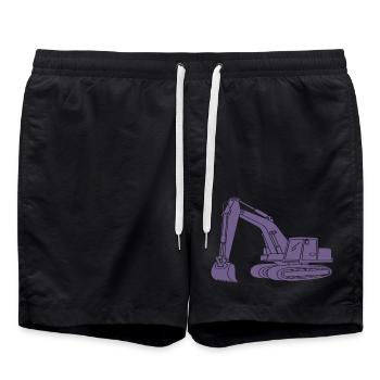 Baggerfahrer Silhouette - Baugeräteführer - Badeshorts - Schwarz - Vorne - AI Model Male 185 light (185cm)