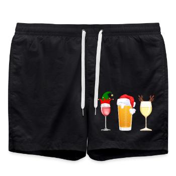 Verra vin bière chapeau Noël Elfe cornes renne - Short de bain - noir - Devant - AI Model Male 185 light (185cm)
