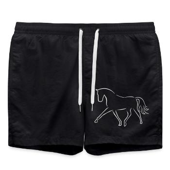 Dressurpferd - Badeshorts - Schwarz - Vorne - AI Model Male 185 light (185cm)