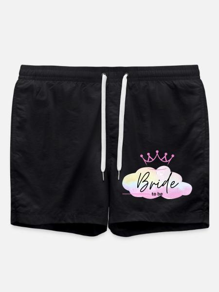 Bride to be - Rainbow Cloud with Crown - Swim Trunks - black