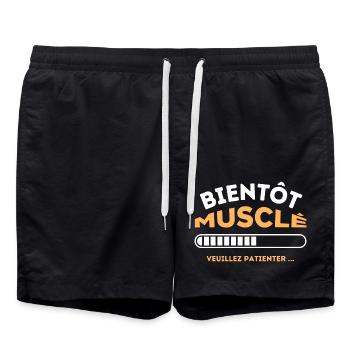 Bientôt musclé veuillez patienter 1 - Short de bain - noir - Devant - AI Model Male 185 light (185cm)