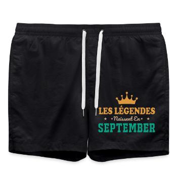 The Legends are born in September - Swim Trunks - black - Front - AI Model Male 185 light (185cm)