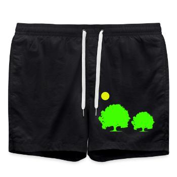 trees sun - Swim Trunks - black - Front - AI Model Male 185 light (185cm)