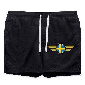 Ich liebe Schweden, Eleganz Stil Design T-Shirt - Badeshorts - Schwarz - Vorne - AI Model Male 185 light (185cm)