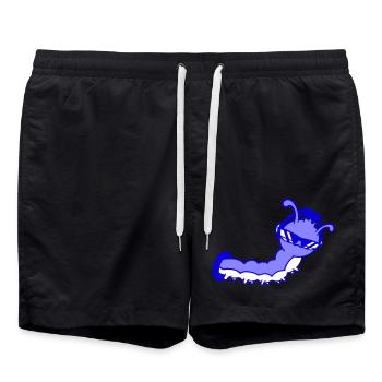 Coole Süße DJ Raupe Frisst Loch Party Club Musik - Badeshorts - Schwarz - Vorne - AI Model Male 185 light (185cm)