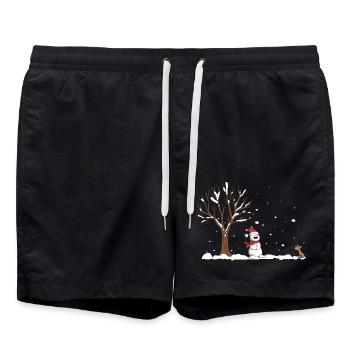 bonhomme de neige illustration cadeau - Short de bain - noir - Devant - AI Model Male 185 light (185cm)