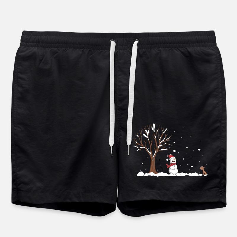 Snowman Illustration Gift - Swim Trunks - black