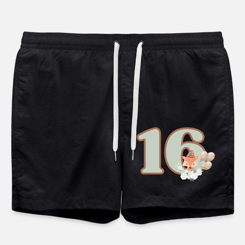 16e anniversaire renard fleurs - Short de bain - noir