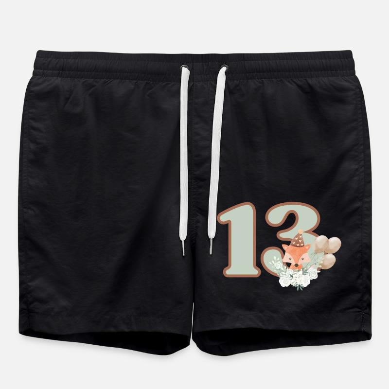 13e anniversaire renard fleurs - Short de bain - noir