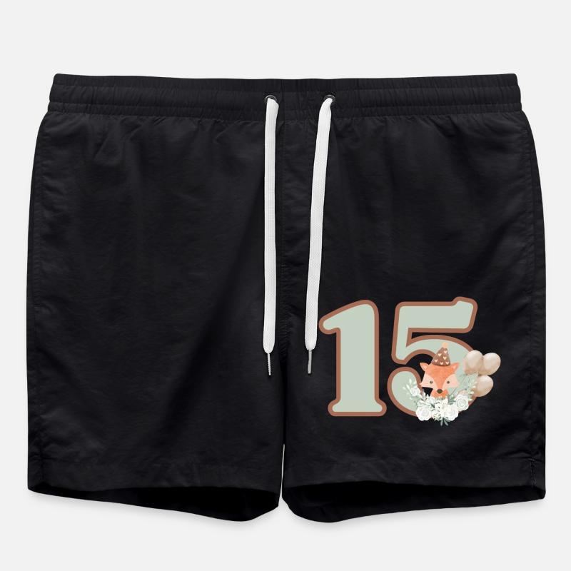 15e anniversaire renard fleurs - Short de bain - noir
