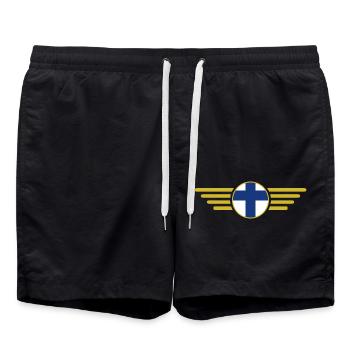 Ich liebe Finnland, Stil Design T-Shirt, Kleidung - Badeshorts - Schwarz - Vorne - AI Model Male 185 light (185cm)