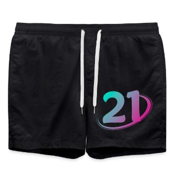 Number 21 multicolor - Swim Trunks - black - Front - AI Model Male 185 light (185cm)
